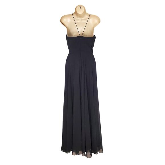 Jenny Yoo Inesse Chiffon V-Neck A-Line Maxi Dress Navy Bridesmaid Gown Size 2 - Picture 4 of 11